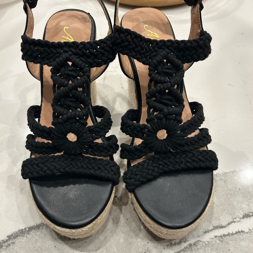 Stylish Black Braided Espadrille Sandals